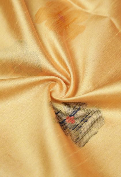 Gold Tussar Saree with Without Zari Zari Buttis (small Dots Or Motifs)