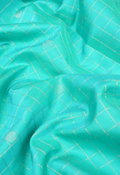 Admiral Blue Soft Silk Saree with Gold Zari Checks