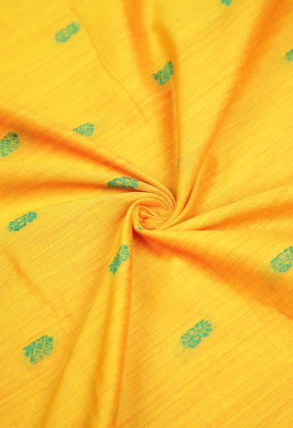 Lemon Yellow Kalyani Cotton with Without Zari Zari Buttis (small Dots Or Motifs)