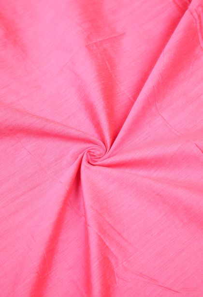 Bubblegum Pink Kalyani Cotton with Without Zari Zari Plain