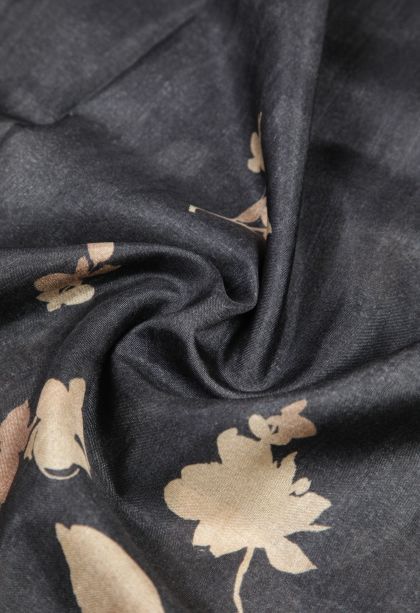 Denim Blue Tussar Saree with Without Zari Zari Floral Patterns