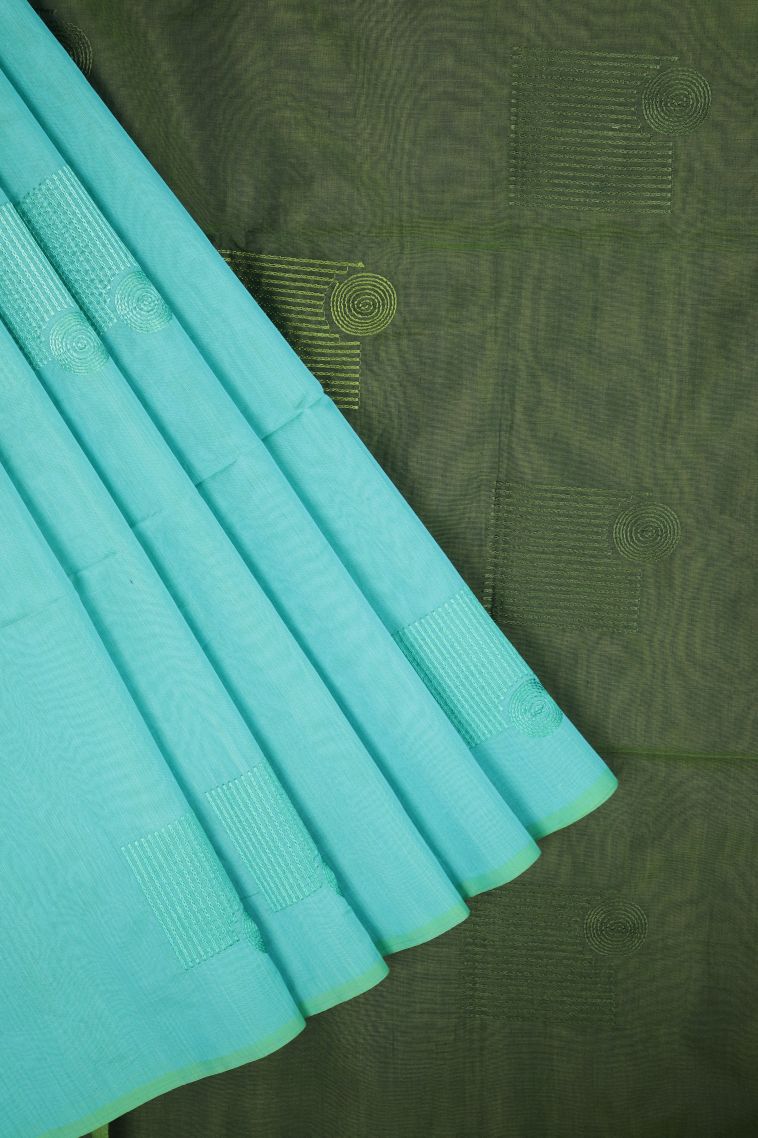 Admiral Blue Silk Cotton Sarees with Without Zari Zari Buttis (small Dots Or Motifs) view 1