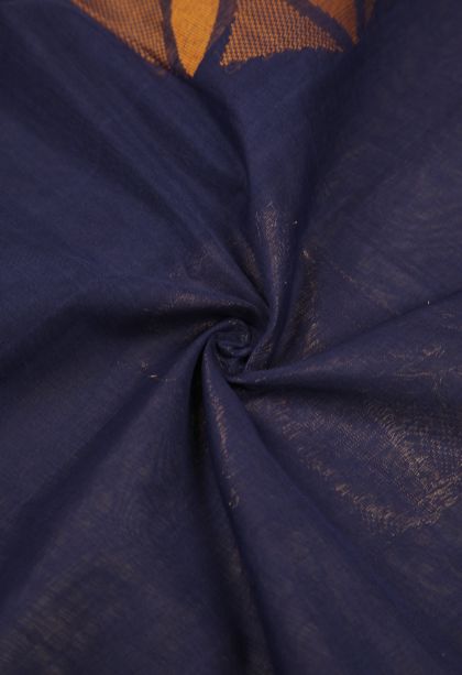 Indigo Blue Pure Handloom Kovai Cotton with Without Zari Zari Buttis (small Dots Or Motifs)
