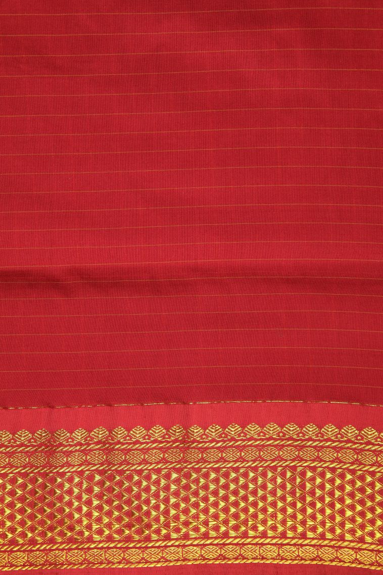 Apple Red Kalyani Cotton with Without Zari Zari Checks view 3