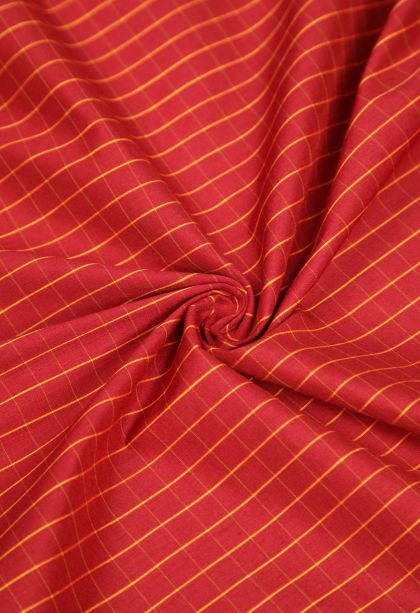 Apple Red Kalyani Cotton with Without Zari Zari Checks