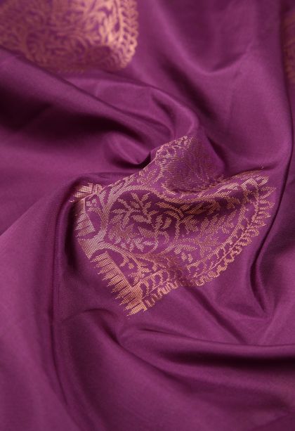Magenta Purple Soft Silk Saree with Copper Zari Buttis (small Dots Or Motifs)