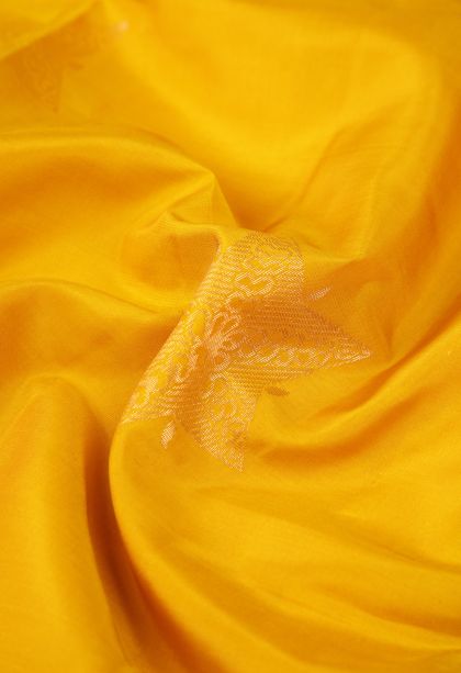 Lemon Yellow Soft Silk Saree with Copper Zari Buttis (small Dots Or Motifs)