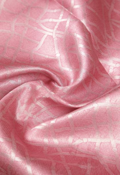 Blush Pink Tussar Saree with Silver Zari Floral Patterns