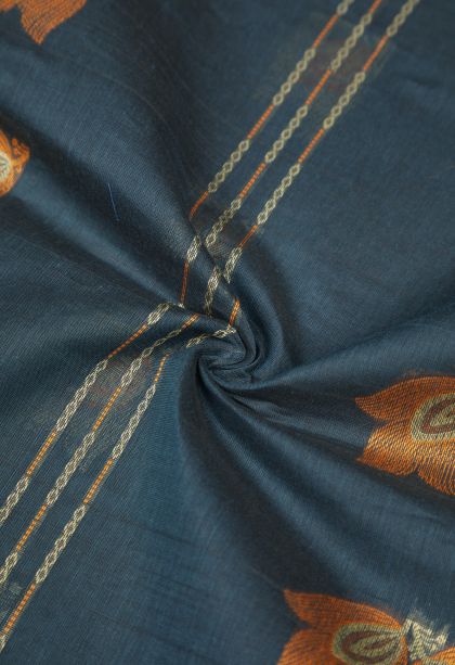 Denim Blue Kovai Cotton Sarees with Without Zari Zari Buttis (small Dots Or Motifs)