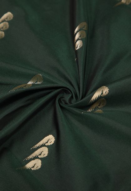 Bottle Green Soft Silk Saree with Copper Zari Buttis (small Dots Or Motifs)