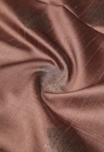 Tawny Brown Tussar Saree with Bronze Zari Buttis (small Dots Or Motifs)