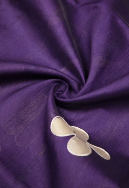 Viola Purple Tussar Saree with Without Zari Zari Floral Patterns