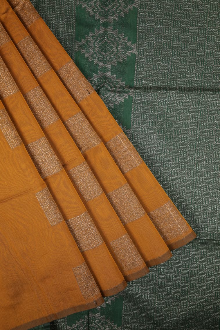 Gold Silk Cotton Sarees with Bronze Zari Buttis (small Dots Or Motifs) view 1