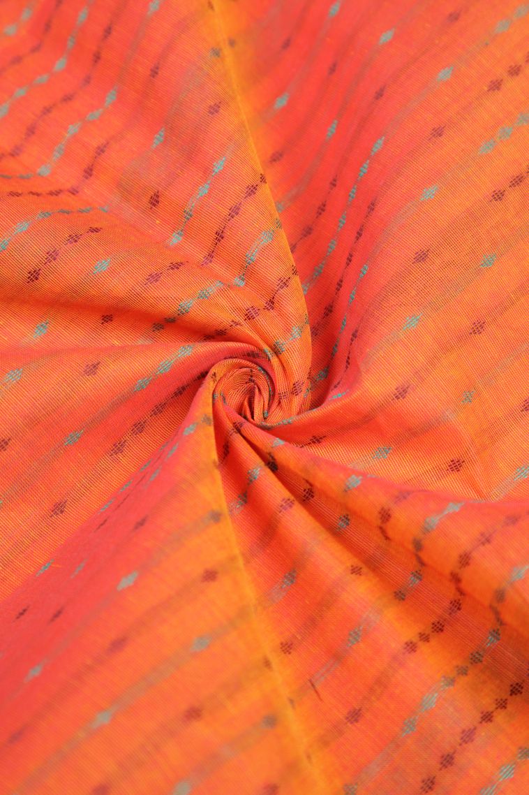Coral Pink Kovai Cotton Sarees with Without Zari Zari Stripes view 4