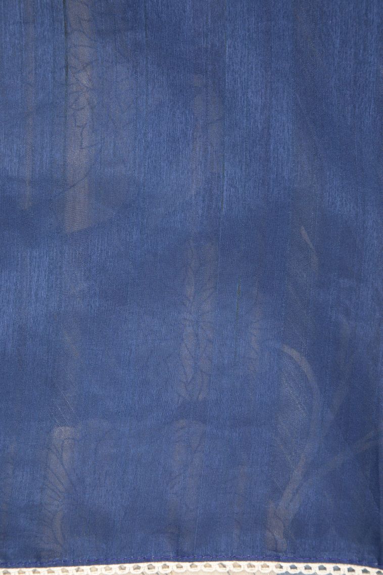 Daffane Blue Tussar Saree with Without Zari Zari Floral Patterns view 3