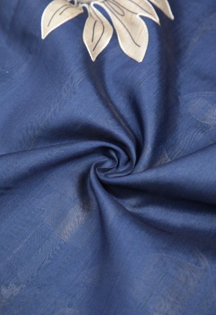 Daffane Blue Tussar Saree with Without Zari Zari Floral Patterns