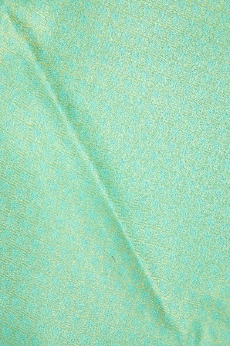 Slate Blue Kanchipuram Silk Sarees with Gold Zari Stripes view 3