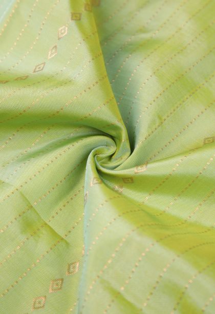 Mint Green Soft Silk Saree with Copper Zari Stripes