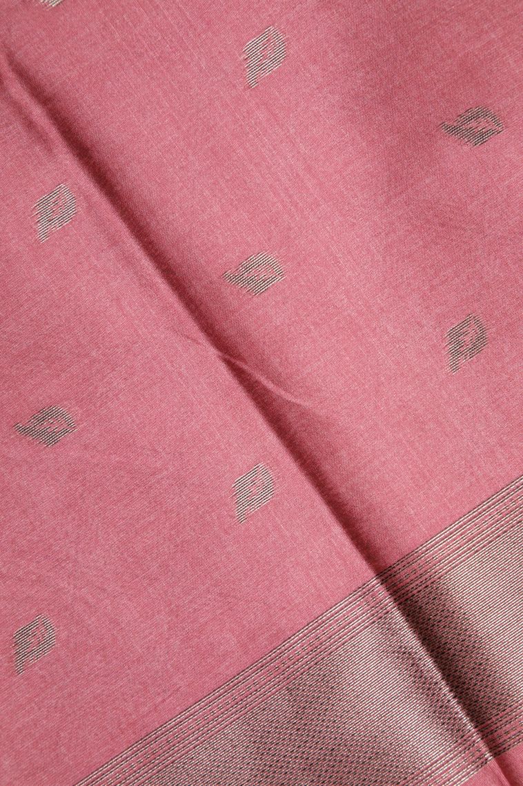 Sky Blue Tussar Saree with Bronze Zari Buttis (small Dots Or Motifs) view 3