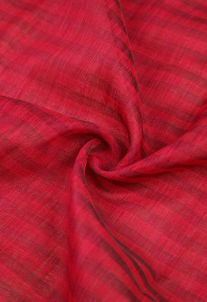 Rose  Red Tussar Saree with Without Zari Zari Stripes