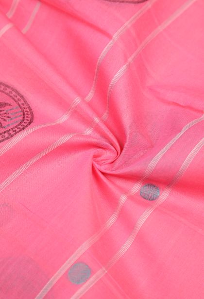 Ballet Pink Kovai Cotton Sarees with Without Zari Zari Buttis (small Dots Or Motifs)