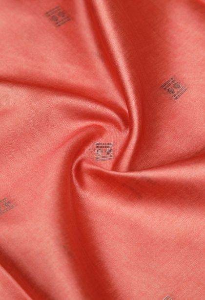 Coral Pink Tussar Saree with Bronze Zari Buttis (small Dots Or Motifs)