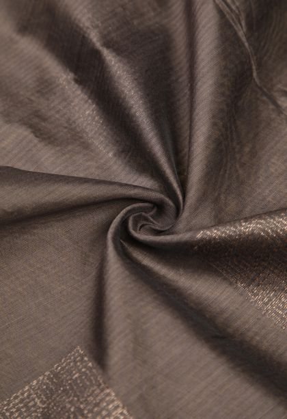 Gray Black Silk Cotton Sarees with Bronze Zari Buttis (small Dots Or Motifs)