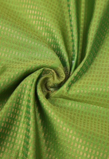 Lime Green Soft Silk Saree with Gold And Silver Zari Stripes