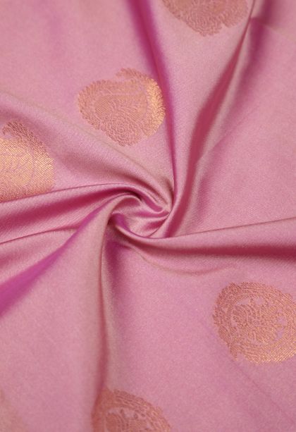 Ballet Pink Soft Silk Saree with Copper Zari Buttis (small Dots Or Motifs)