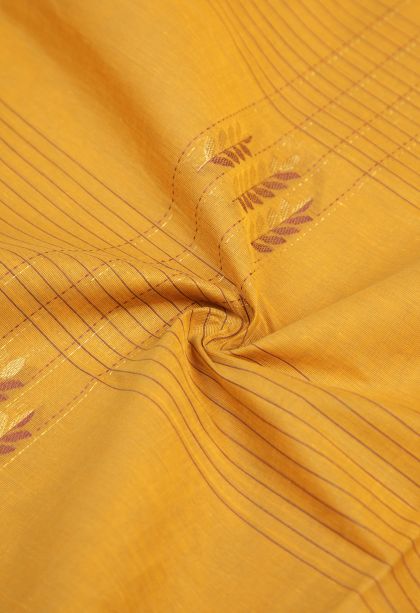 Merigold Orange Kovai Cotton Sarees with Without Zari Zari Checks