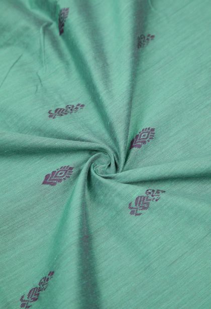 Sapphire Blue Kalyani Cotton with Without Zari Zari Buttis (small Dots Or Motifs)