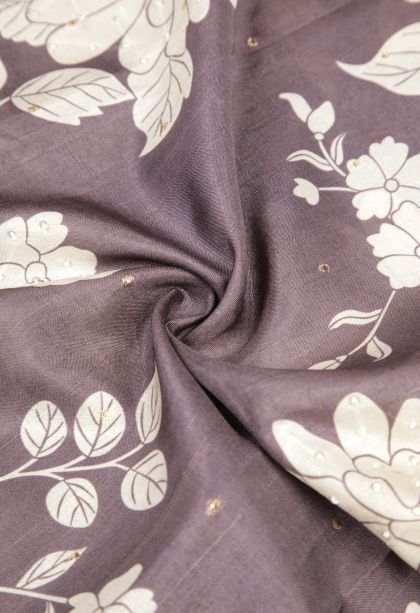 Mauve Purple Tussar Saree with Without Zari Zari Floral Patterns