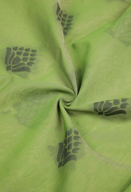 Olive Green Silk Cotton with Without Zari Zari Buttis (small Dots Or Motifs)