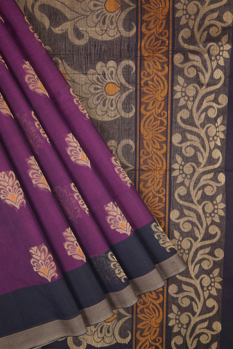 Lilac Purple Pure Handloom Kovai Cotton with Without Zari Zari Buttis (small Dots Or Motifs) view 1