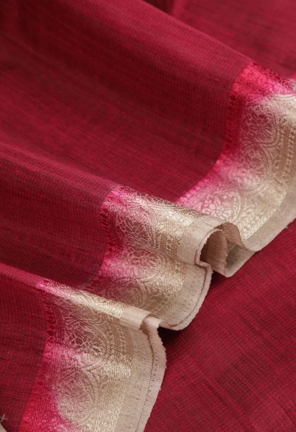 Magenta Purple Tussar Saree with Without Zari Zari Plain