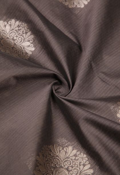 Damp Black Silk Cotton Sarees with Silver Zari Buttis (small Dots Or Motifs)