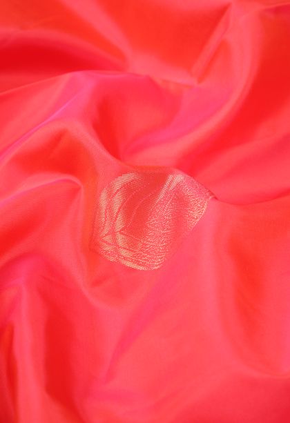 Strawberry Pink Soft Silk Saree with Copper Zari Buttis (small Dots Or Motifs)