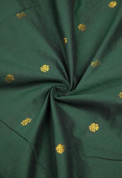 Bottle Green Kalyani Cotton with Without Zari Zari Buttis (small Dots Or Motifs)