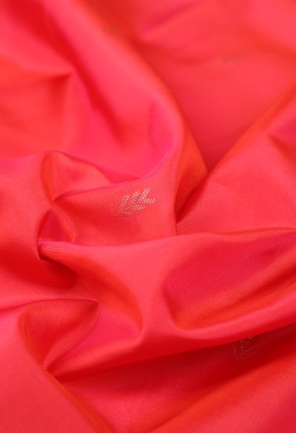 Strawberry Pink Soft Silk Saree with Copper Zari Buttis (small Dots Or Motifs)
