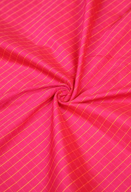 Hot Pink Kalyani Cotton with Without Zari Zari Checks