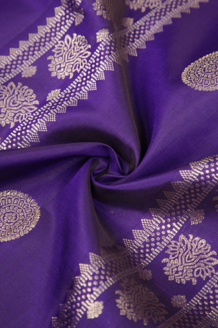 Admiral Blue Kanchipuram Silk Sarees with Gold Zari Buttis (small Dots Or Motifs) view 4