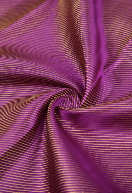 Magenta Purple Kanchipuram Silk Sarees with Gold Zari Stripes