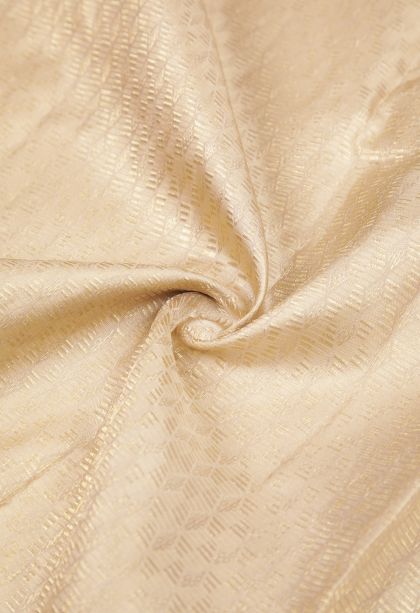 Cream White Kanchipuram Silk Sarees with Gold Zari Buttis (small Dots Or Motifs)