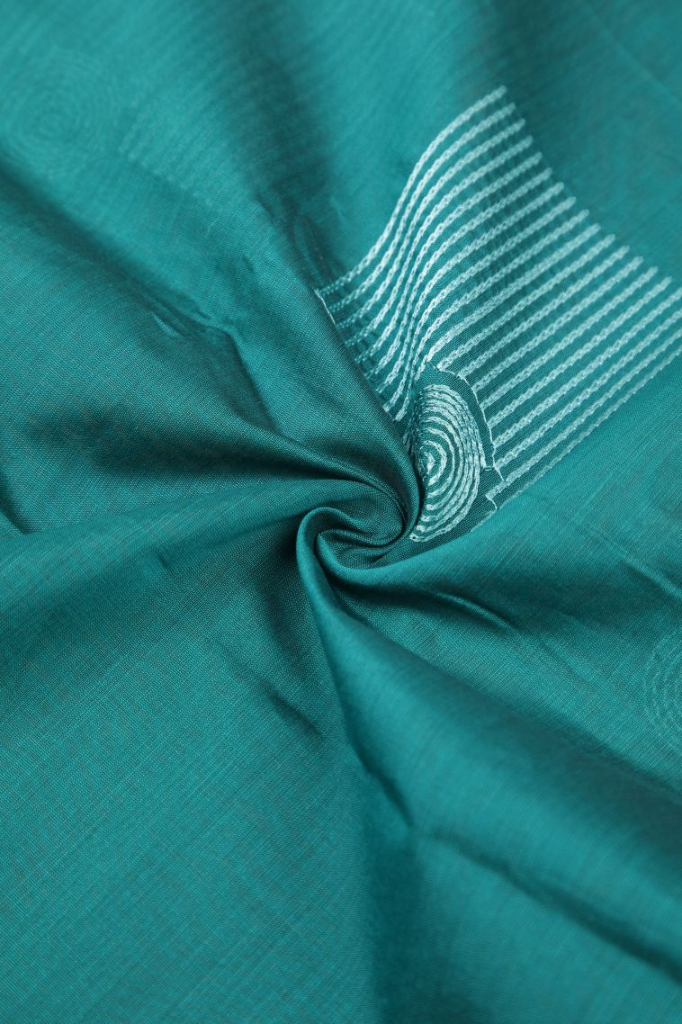 Arctic Blue Silk Cotton Sarees with Without Zari Zari Buttis (small Dots Or Motifs) view 4