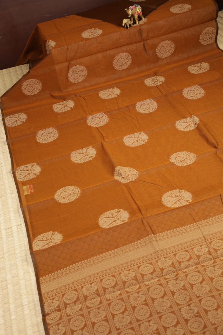 Tortilla Brown Silk Cotton with Without Zari Zari Buttis (small Dots Or Motifs) view 2