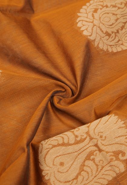 Tortilla Brown Silk Cotton with Without Zari Zari Buttis (small Dots Or Motifs)