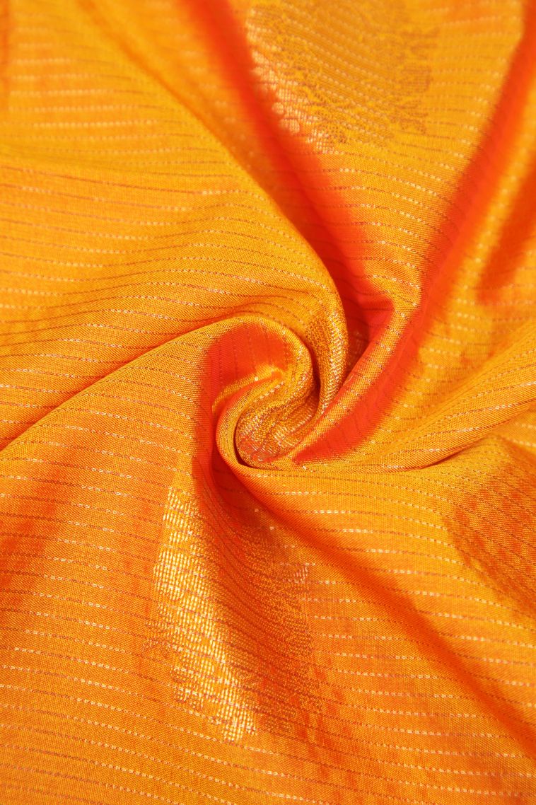 Candy Orange Soft Silk Saree with Copper Zari Buttis (small Dots Or Motifs) view 4