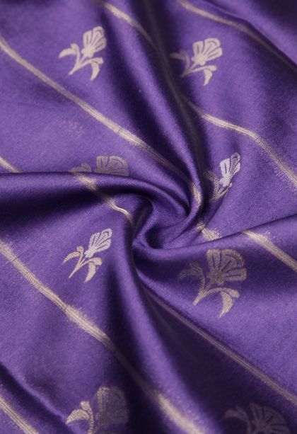 Viola Purple Tussar Saree with Silver Zari Buttis (small Dots Or Motifs)