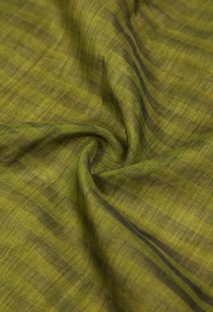 Moccon Green Tussar Saree with Without Zari Zari Stripes