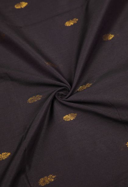 Asphalt Black Kalyani Cotton with Without Zari Zari Buttis (small Dots Or Motifs)